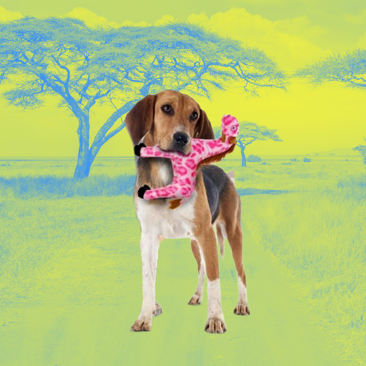 HOT PINK GIRAFFE DOG TOY