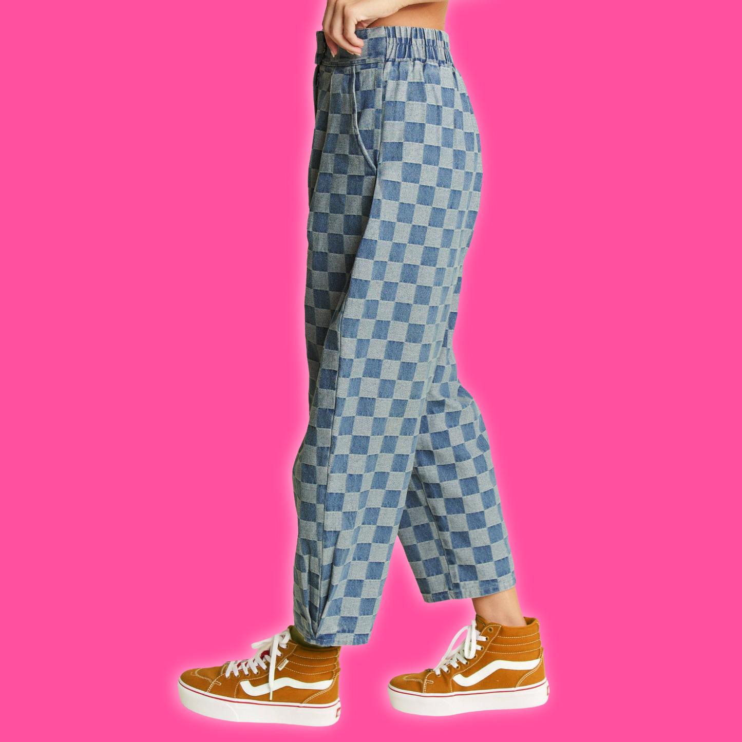 SK8R BOI PULL-ON CHECKERBOARD DENIM PANT