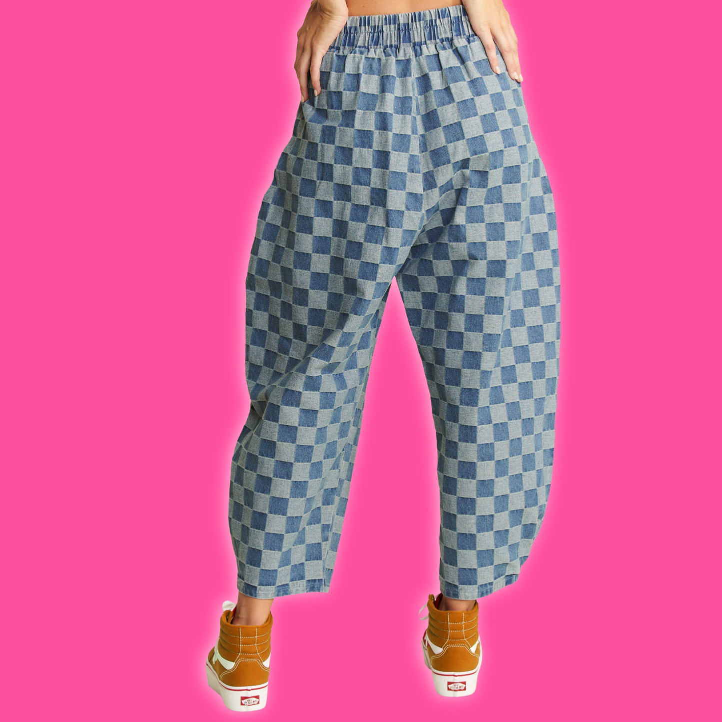 SK8R BOI PULL-ON CHECKERBOARD DENIM PANT