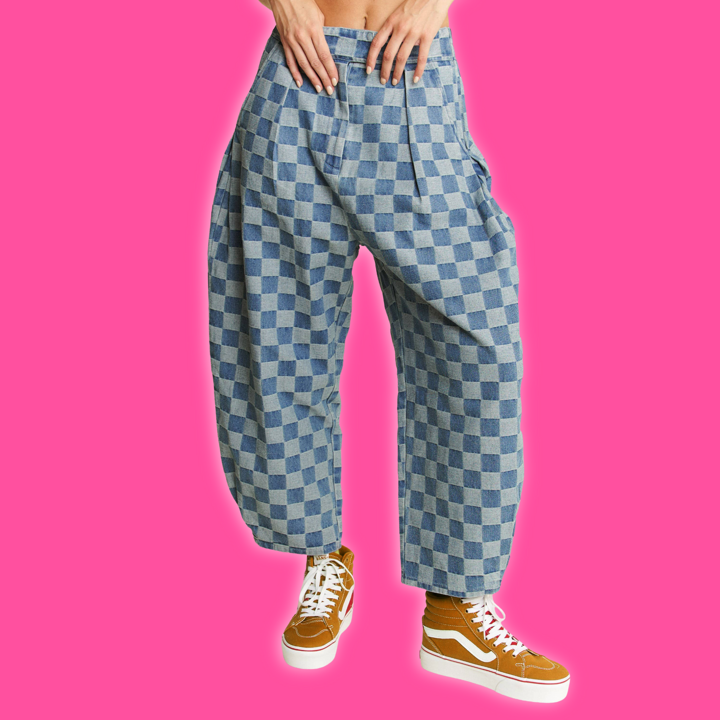 SK8R BOI PULL-ON CHECKERBOARD DENIM PANT