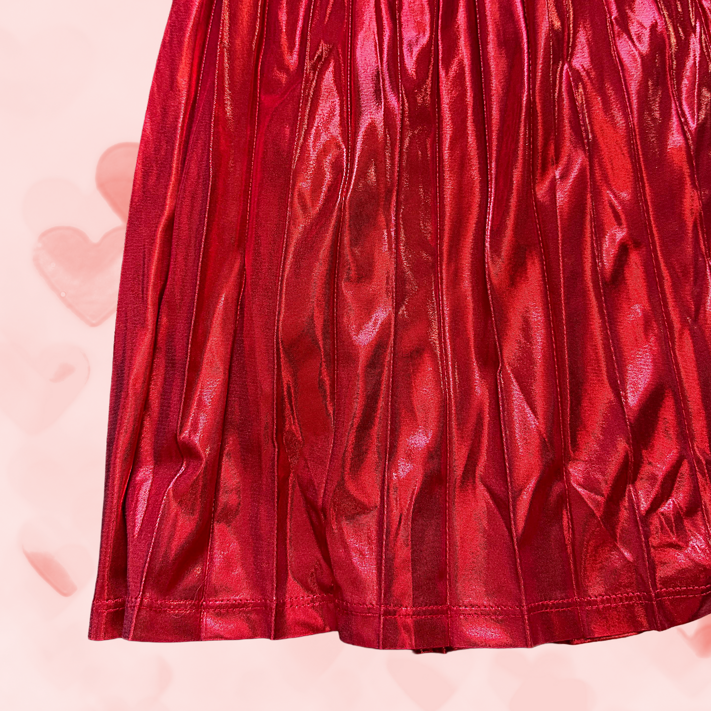 METALLIC RED HOT PLEATED SKIRT