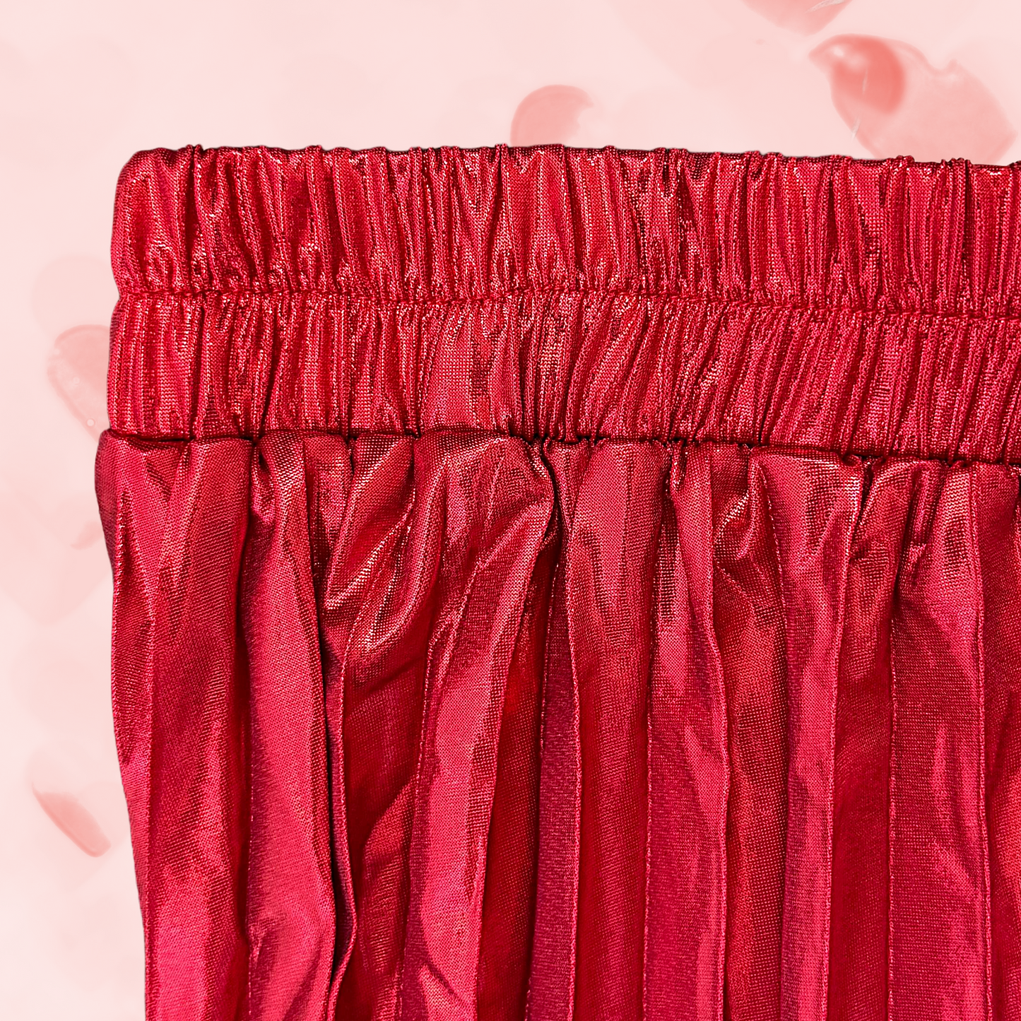 METALLIC RED HOT PLEATED SKIRT