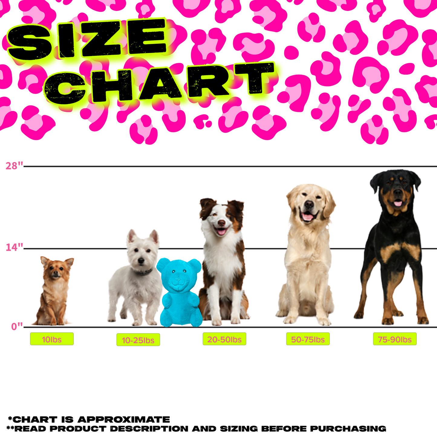 BIG NEON GUMMY BEAR DOG TOY