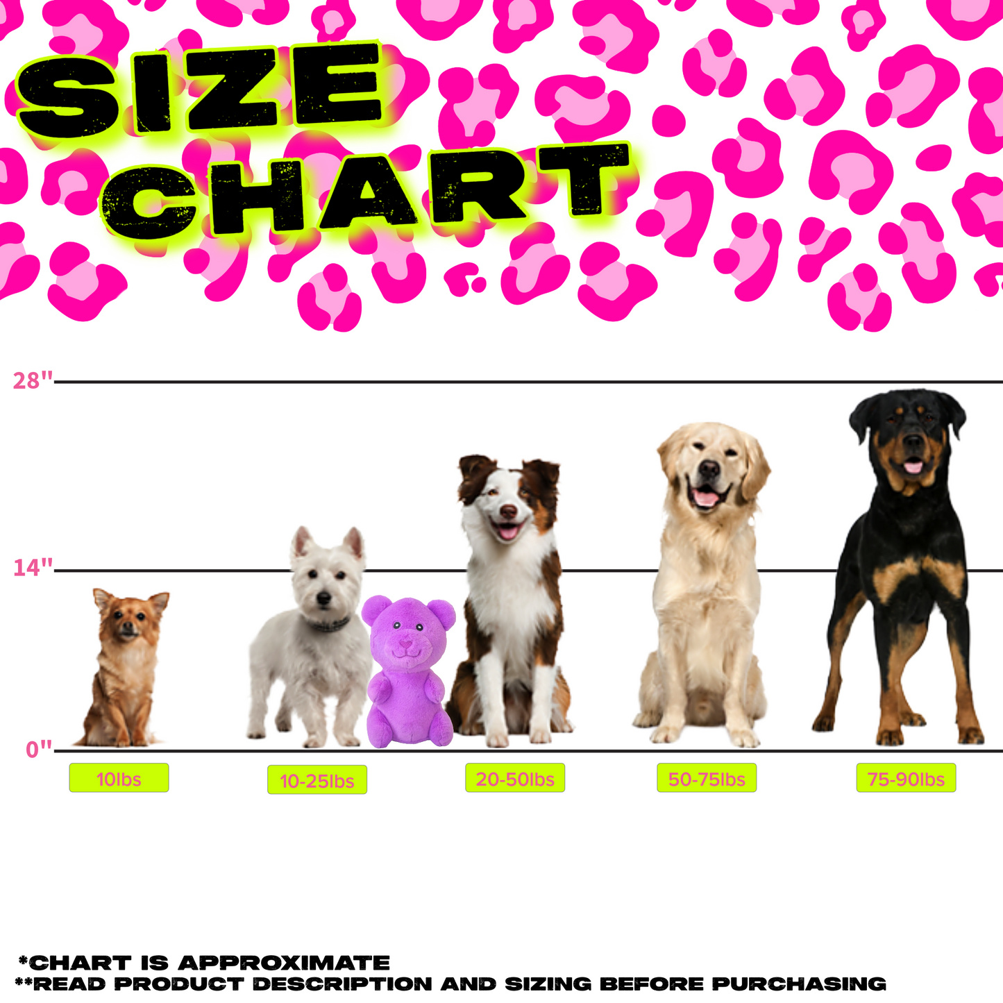 BIG NEON GUMMY BEAR DOG TOY