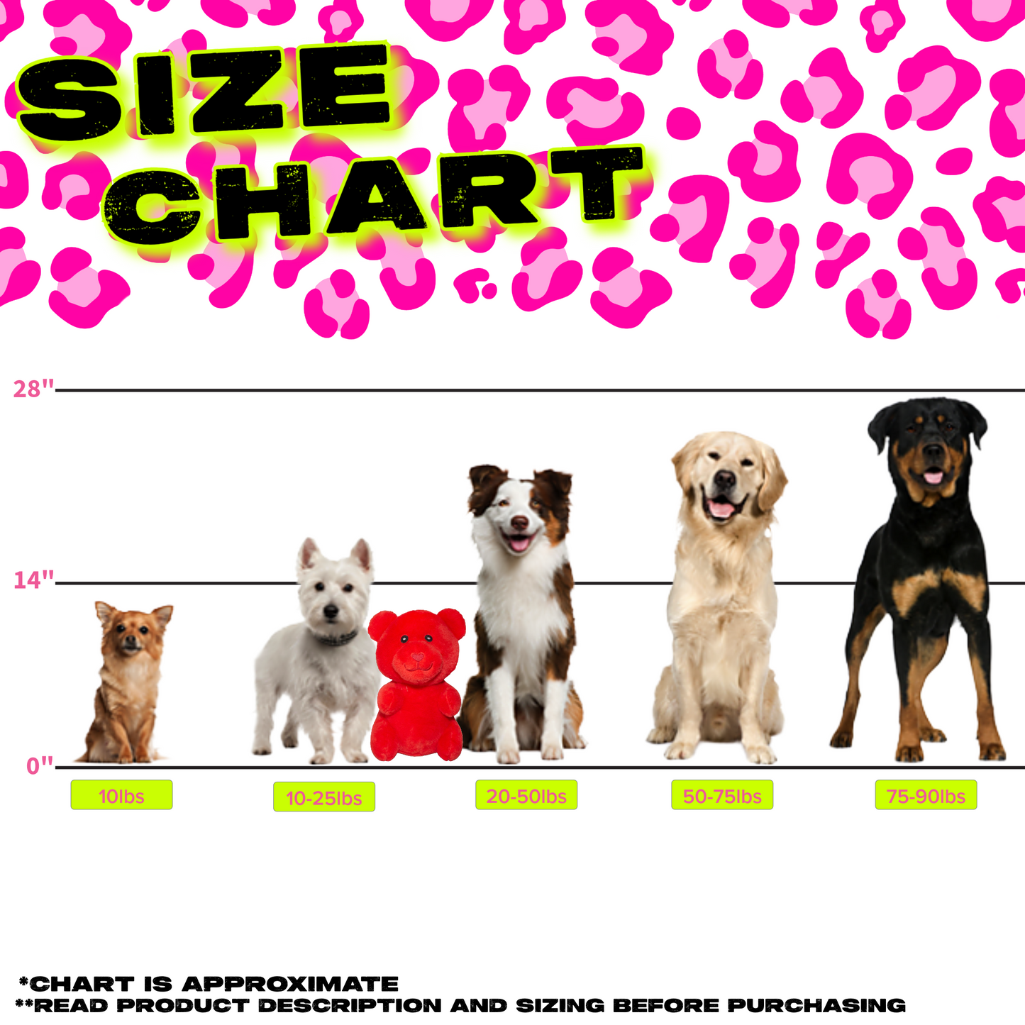 BIG NEON GUMMY BEAR DOG TOY